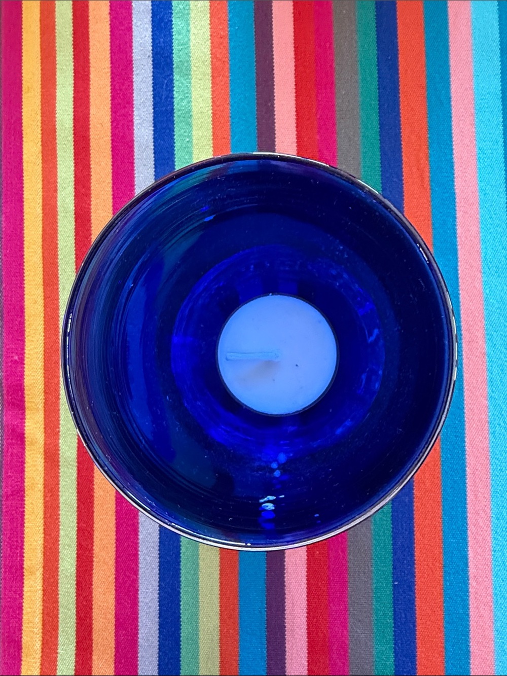 Cobalt Blue Glass Tealight Holder — Sleek Blue Accent